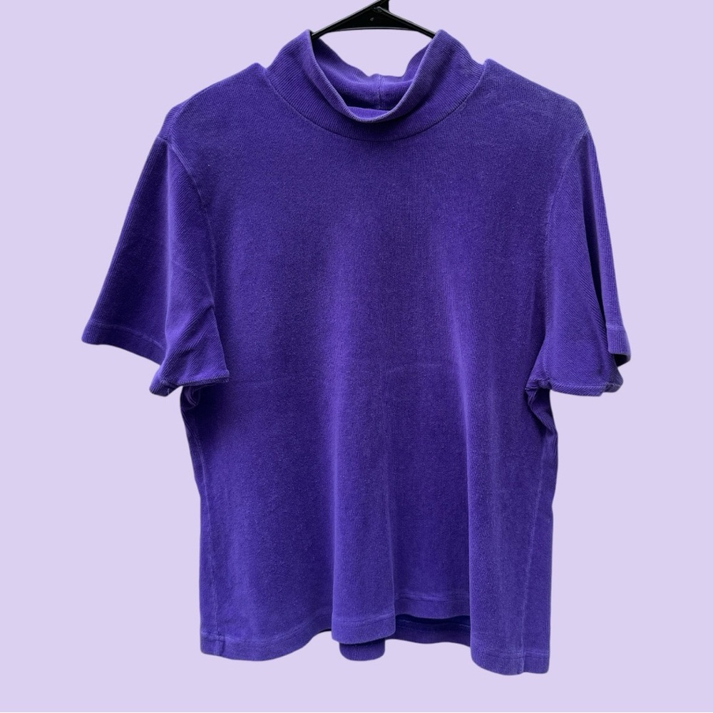 NY JEANS Purple Short Sleeve Top with Mockneck